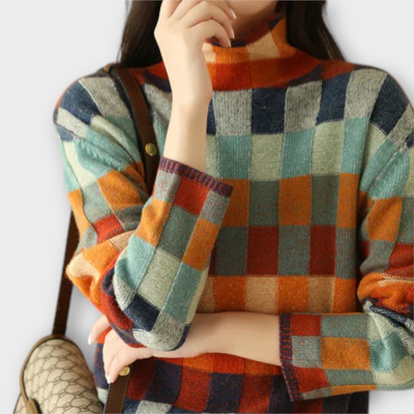 Erika - Maglione a Collo Alto Patchwork