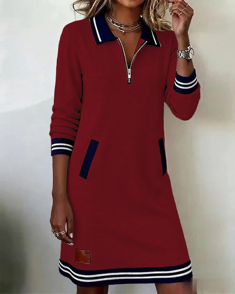 Sylvia™ | Chic Abito in Cotone a Manica Lunga