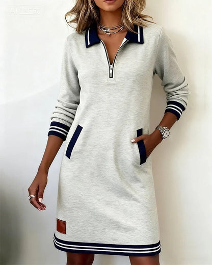 Sylvia™ | Chic Abito in Cotone a Manica Lunga