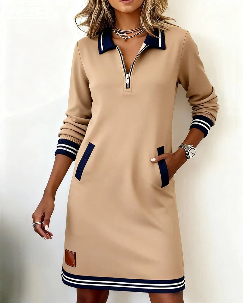 Sylvia™ | Chic Abito in Cotone a Manica Lunga