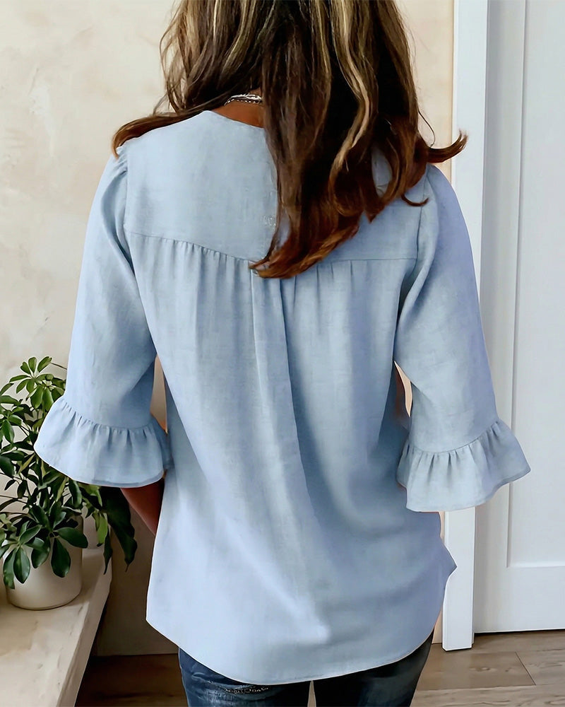 Amelie™ | Blusa Camuffa Pancia con Bottoni