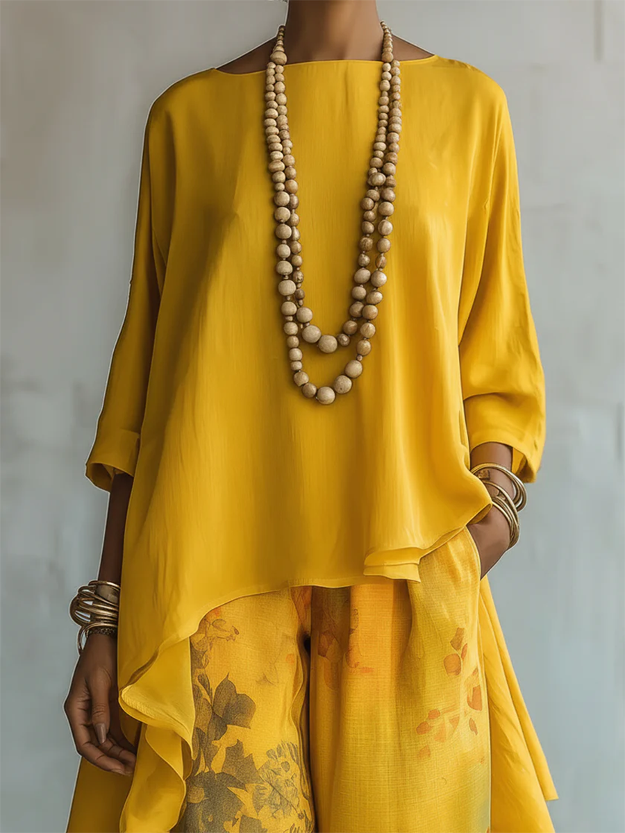 Milena™ | Set di Fiori Elegante con Pantaloni Ampi