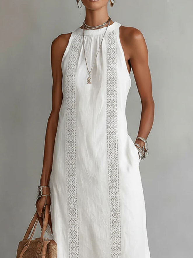 Sanne™ | Elegante Abito Midi con Dettagli in Pizzo