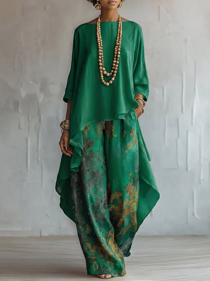Milena™ | Set di Fiori Elegante con Pantaloni Ampi