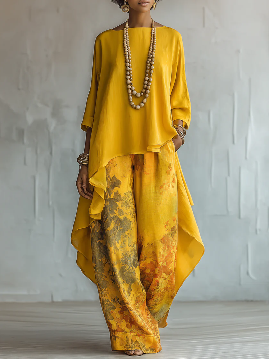 Milena™ | Set di Fiori Elegante con Pantaloni Ampi