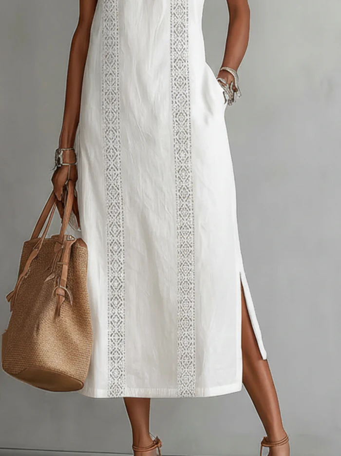 Sanne™ | Elegante Abito Midi con Dettagli in Pizzo