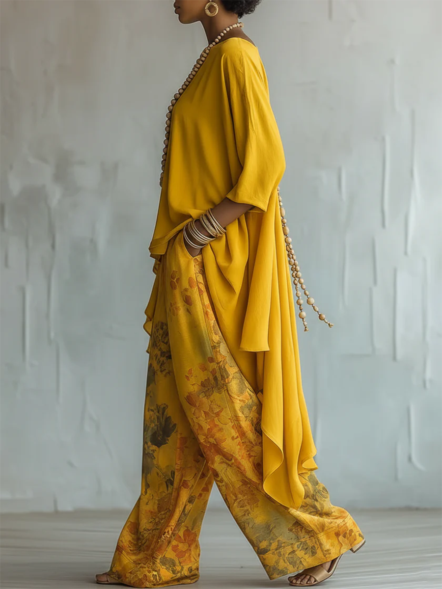 Milena™ | Set di Fiori Elegante con Pantaloni Ampi