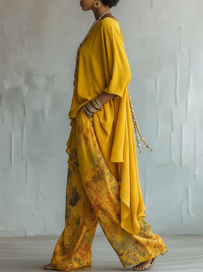 Milena™ | Set di Fiori Elegante con Pantaloni Ampi
