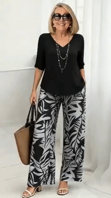 Marielle™ | Elegante Set Con Stampa Foglia